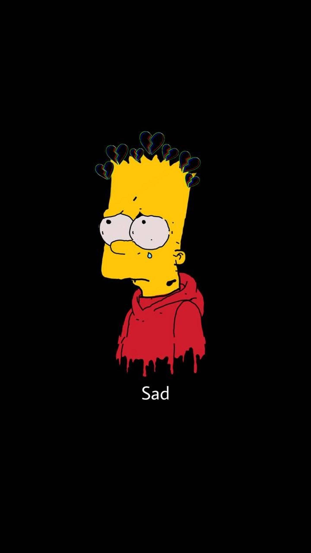 Sad Bart Simpsons Red Hoodie Background