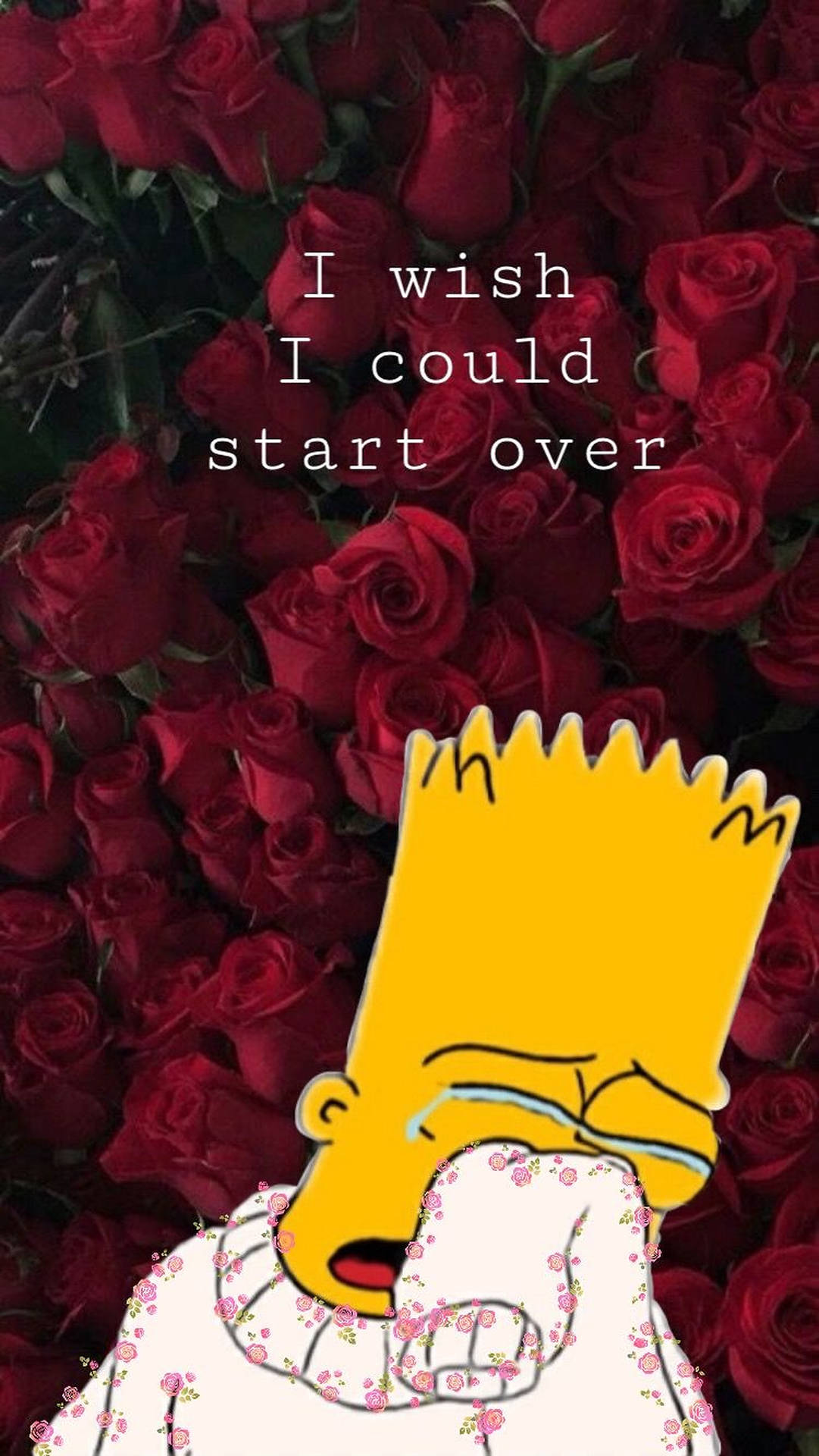 Sad Bart Simpsons Red Roses Background