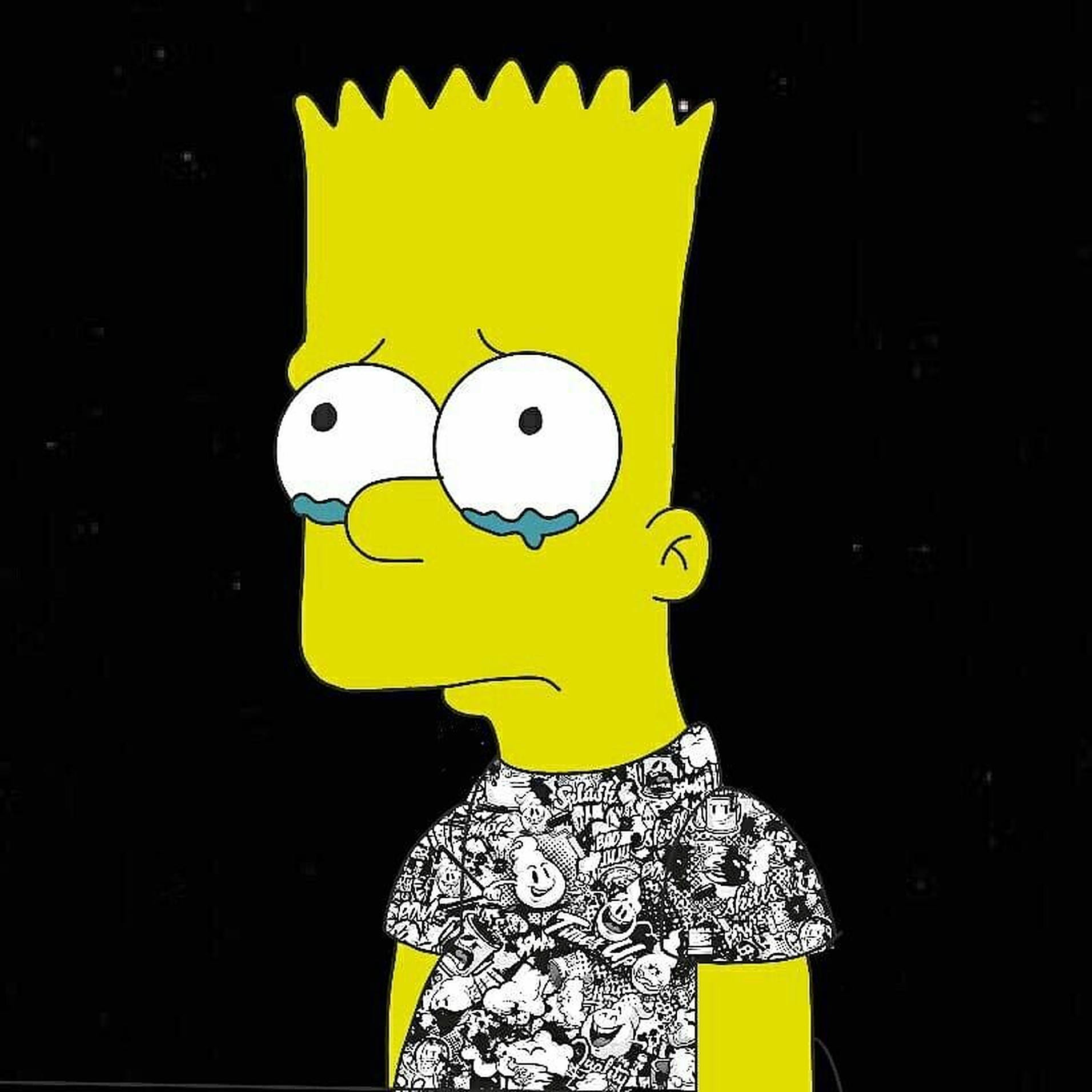 Sad Bart Simpsons With Teary Eyes Background