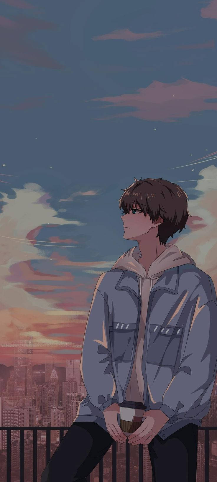 Sad Boy Anime Coffee Background