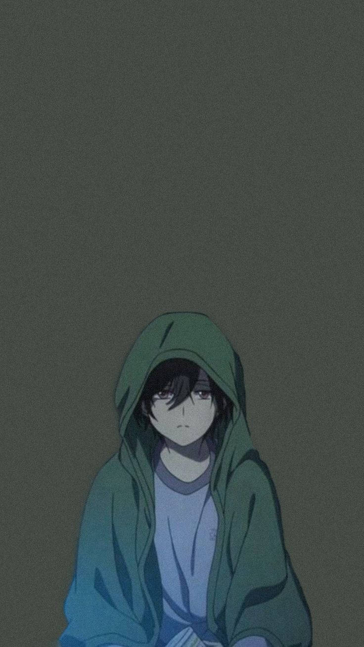 Sad Boy Anime Green Hoody