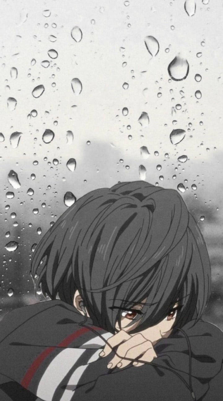 Sad Boy Anime Rain