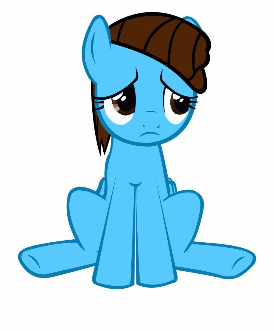 Sad Cartoon Blue Pony Background