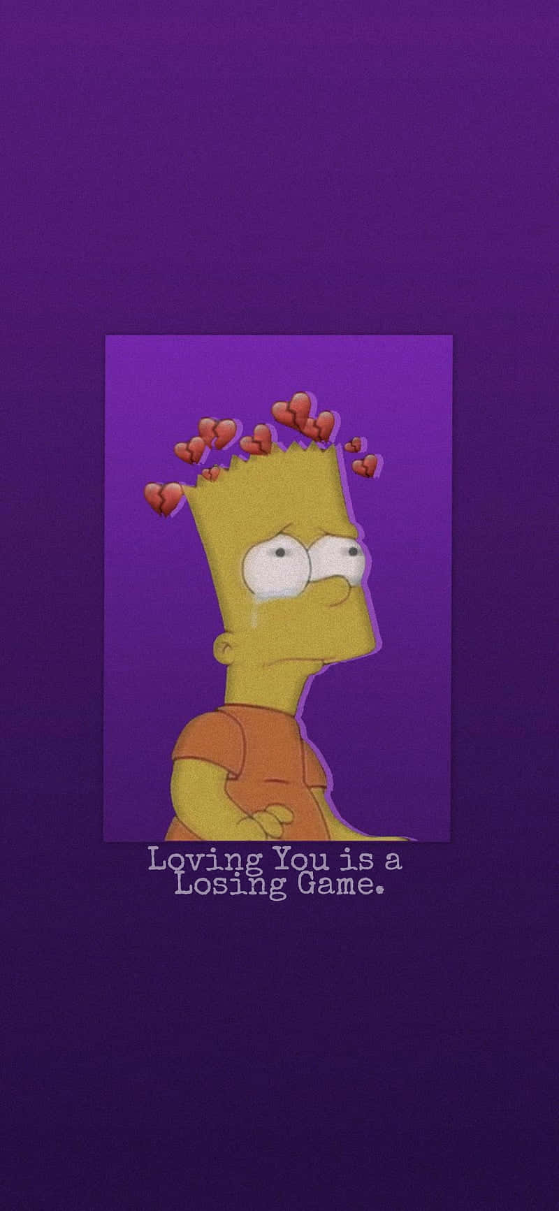 Sad Cartoon Character With Hearts Over Head Background