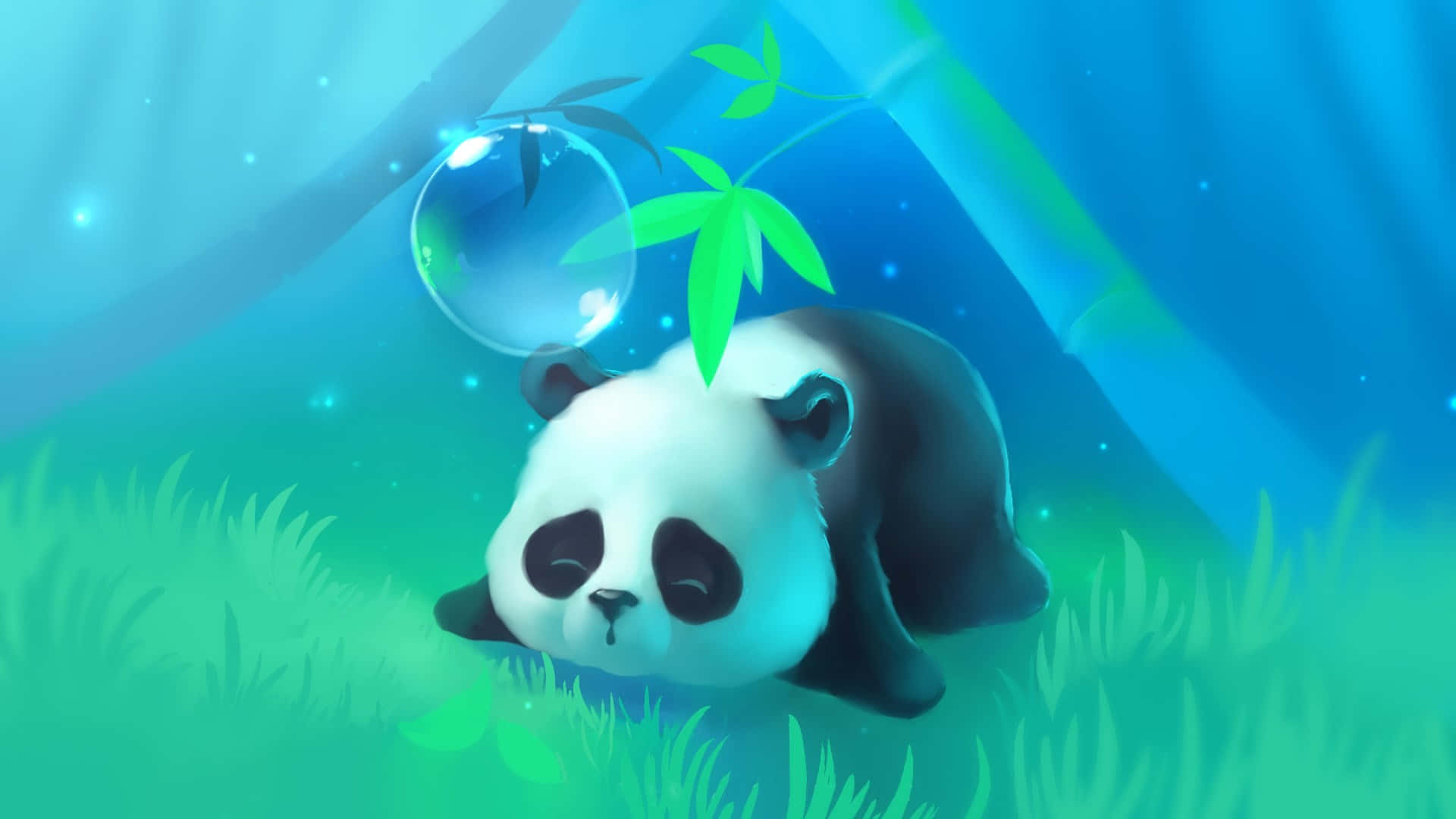 Sad Cute Cartoon Panda Background