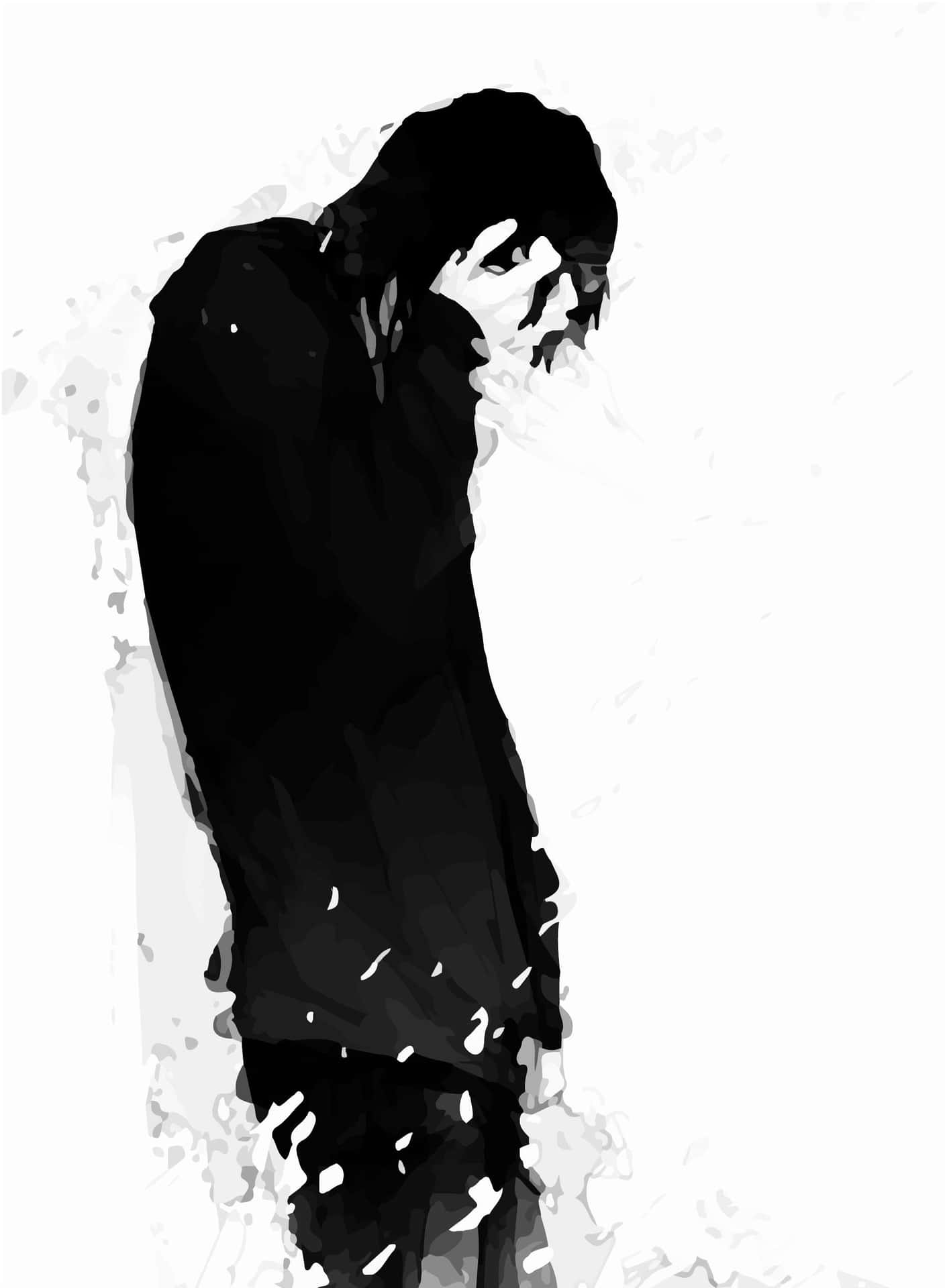 Sad Depressing Anime Boy Crying Alone Digital Art Background