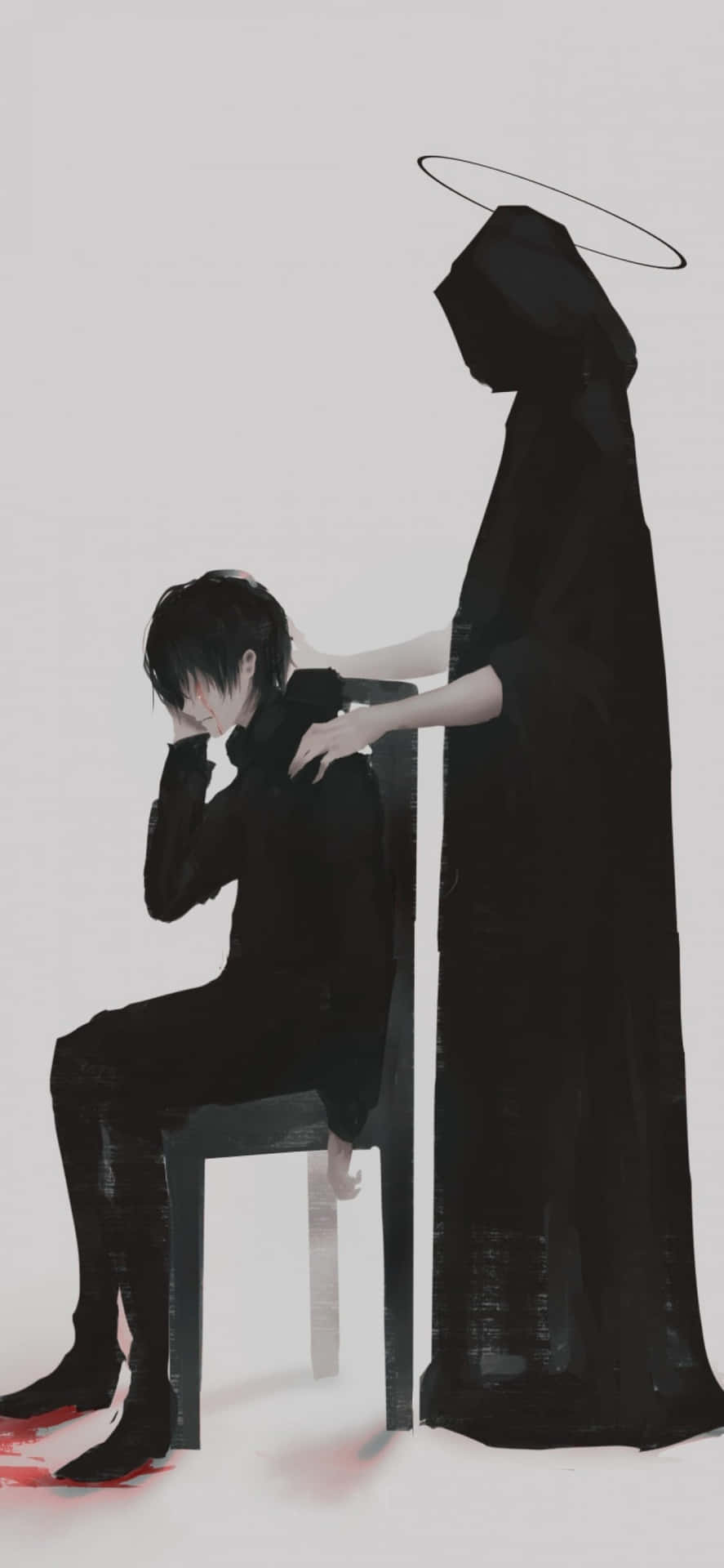 Sad Depressing Anime Boy Crying Grim Reaper