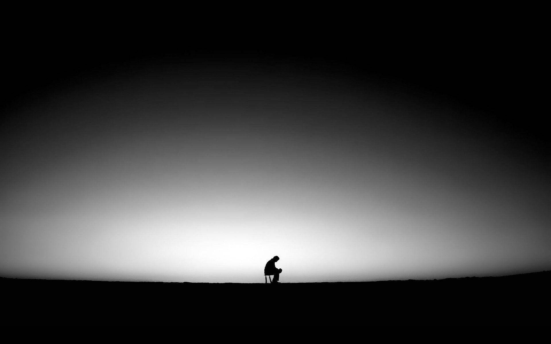 Sad Depressing Sitting Silhouette Background