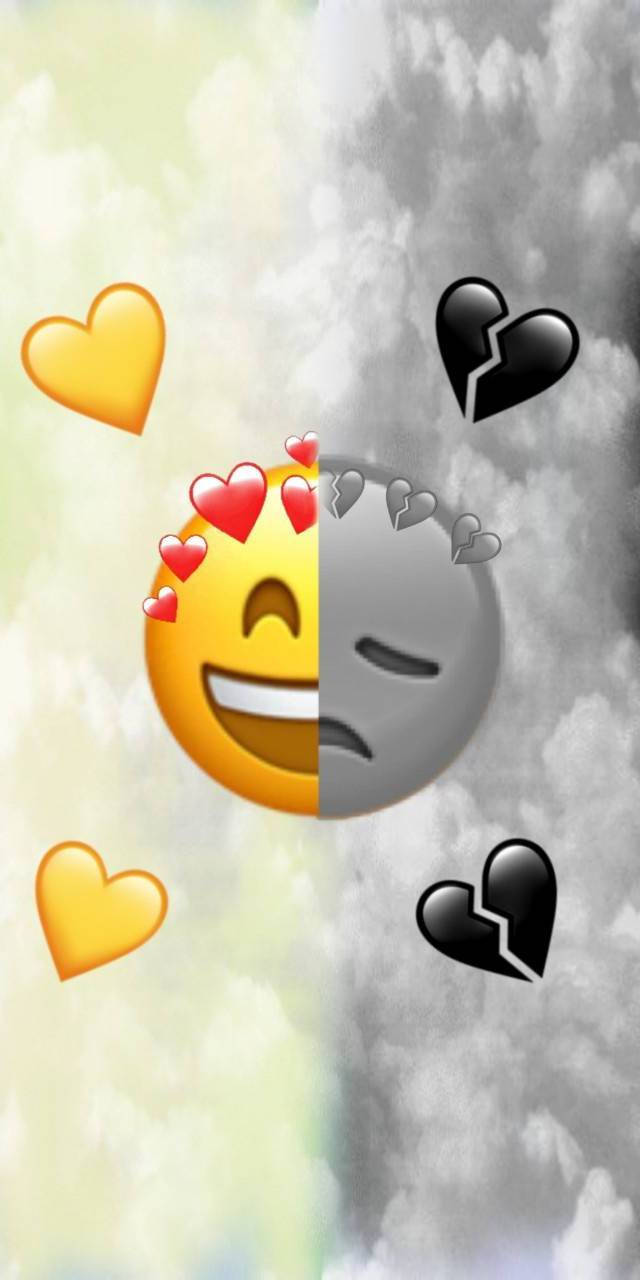 Sad Emoji And Happy Contrasting Background