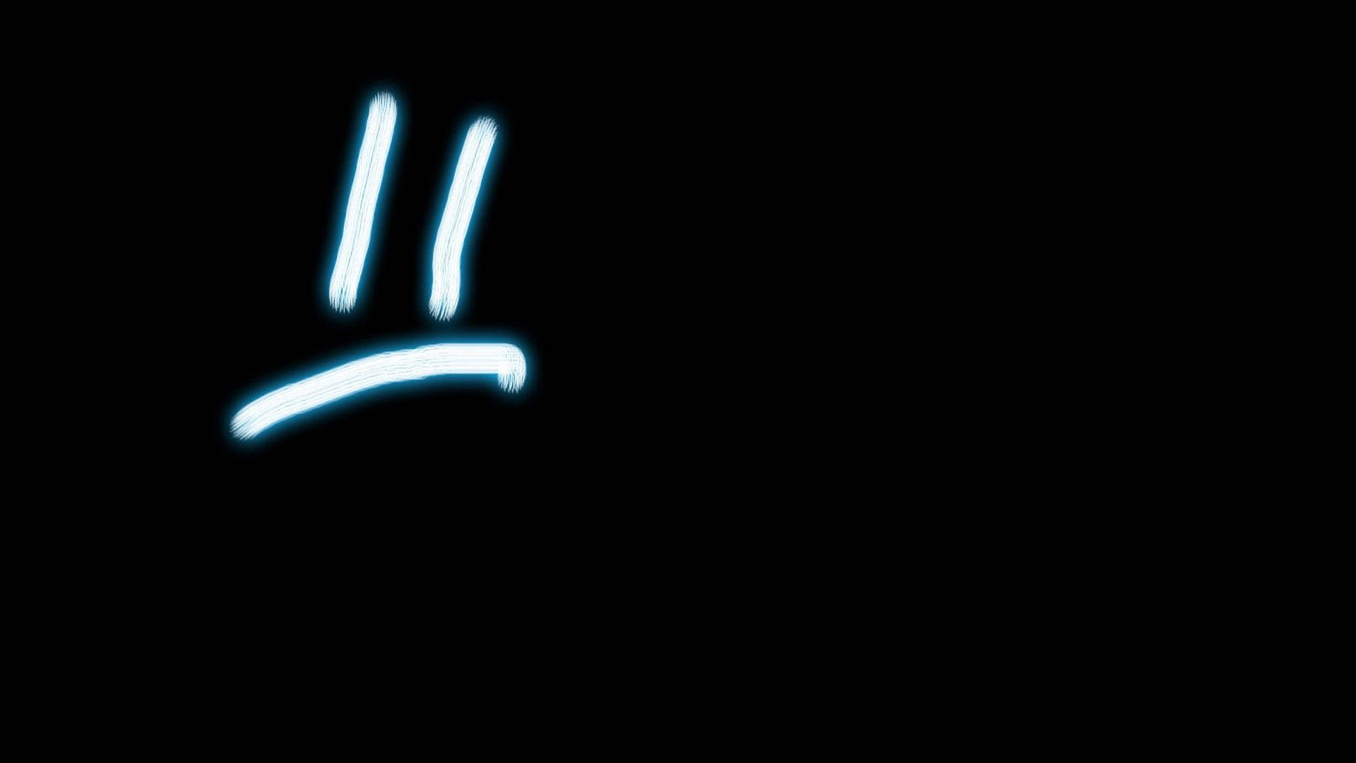 Sad Emoji Blue Neon Lines Background