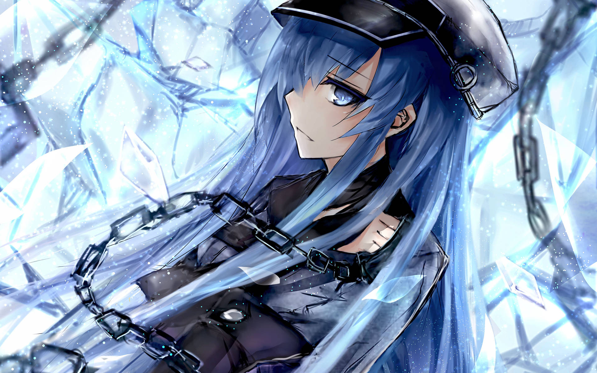 Sad Esdeath Covered In Ice Background