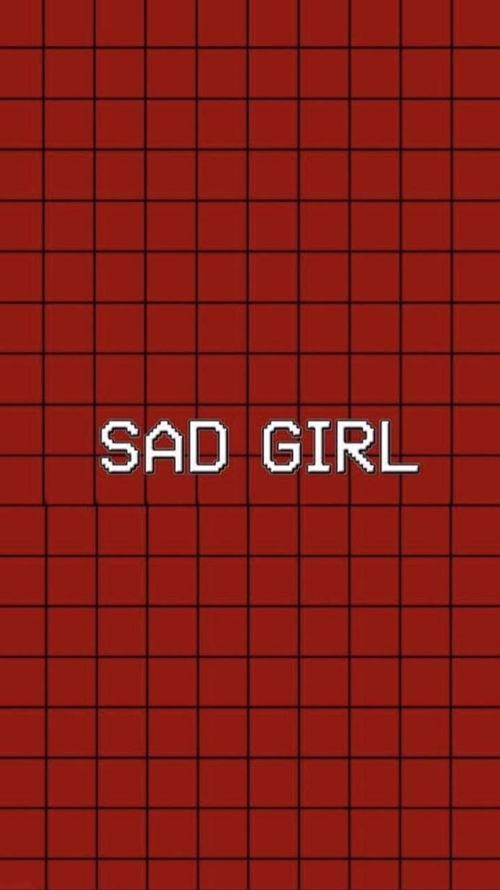 Sad Girl On Checkered Aesthetic Background