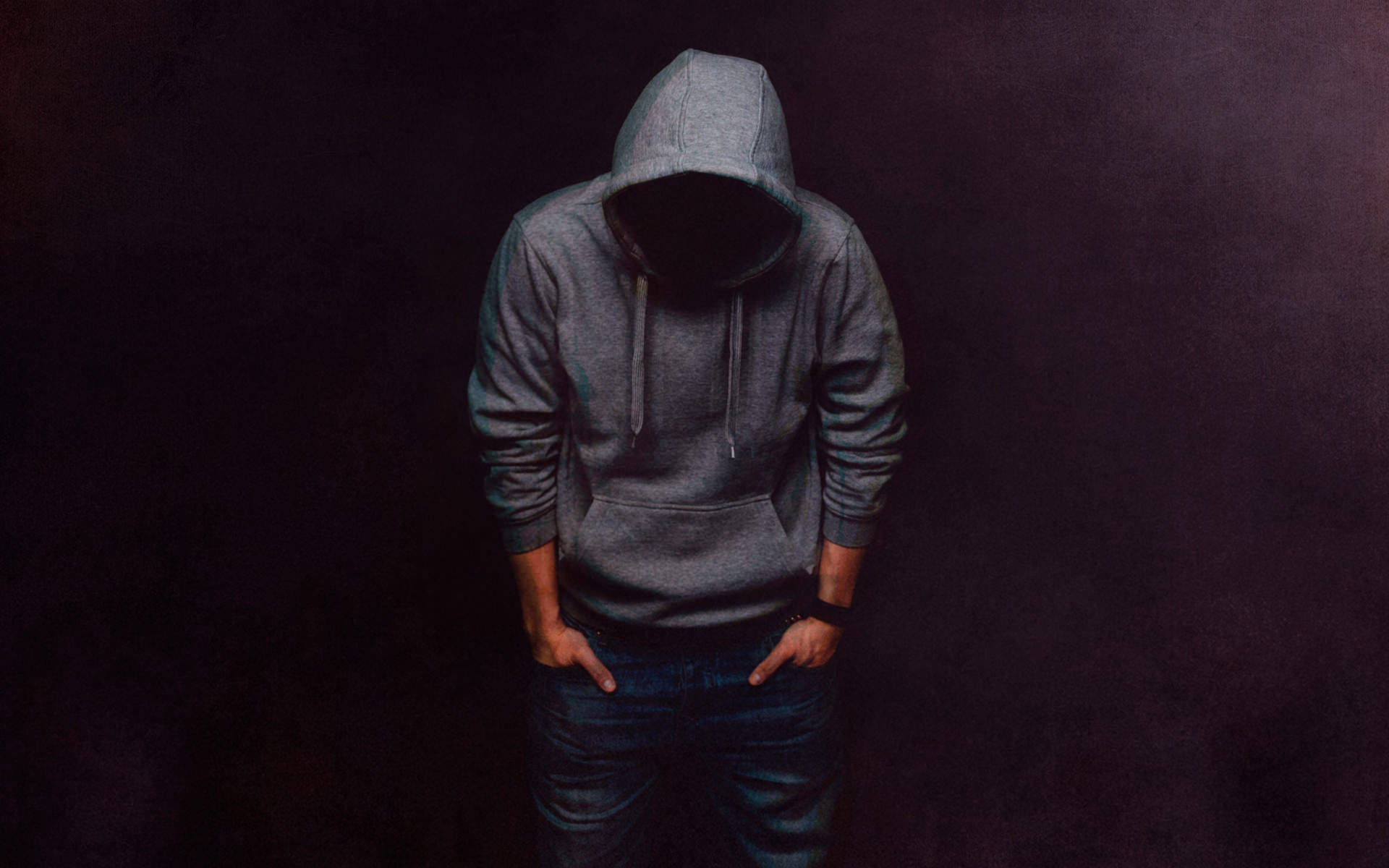Sad Guy In A Gray Hoodie Background