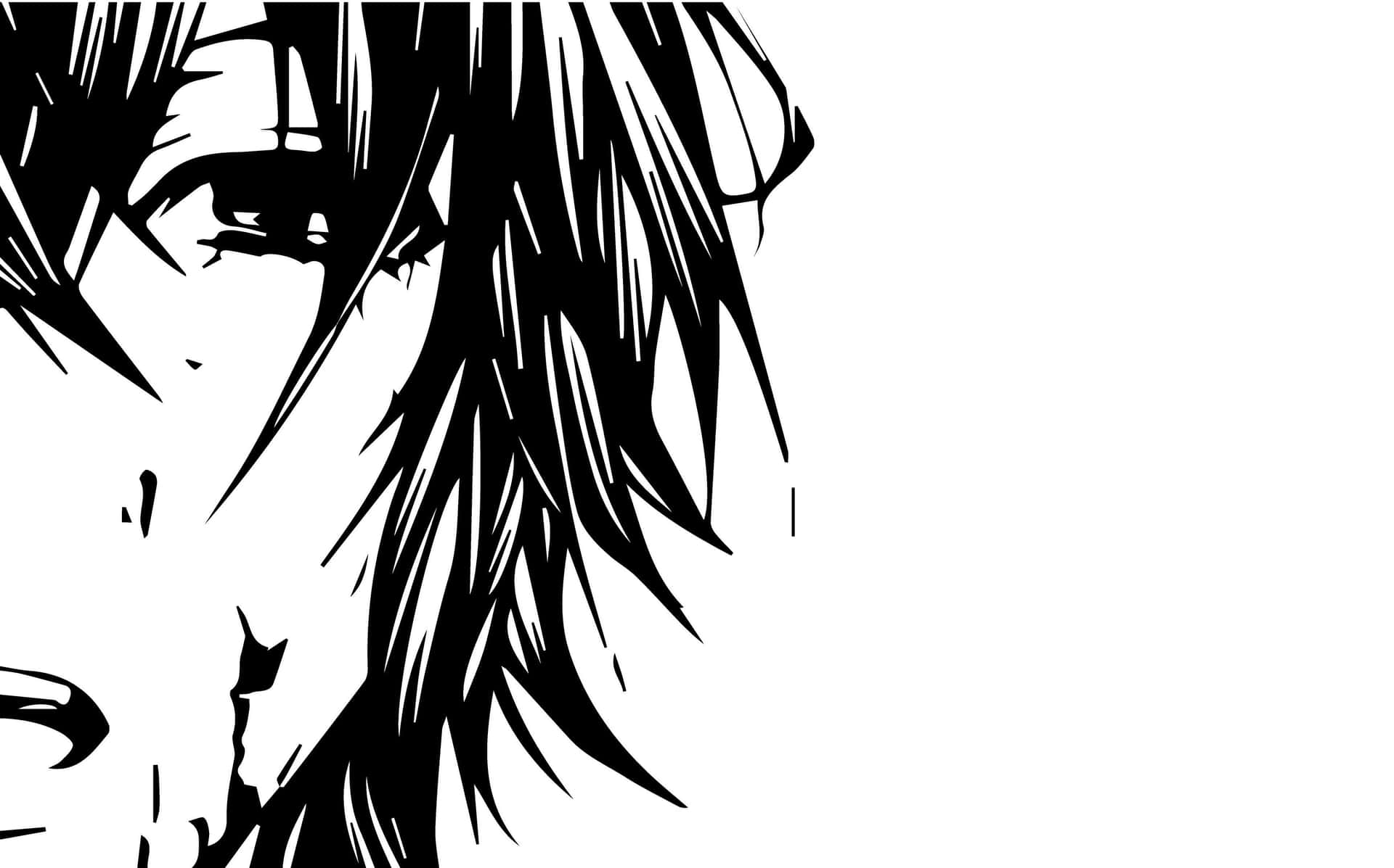 Sad Half Face Drawing Simple Anime Background