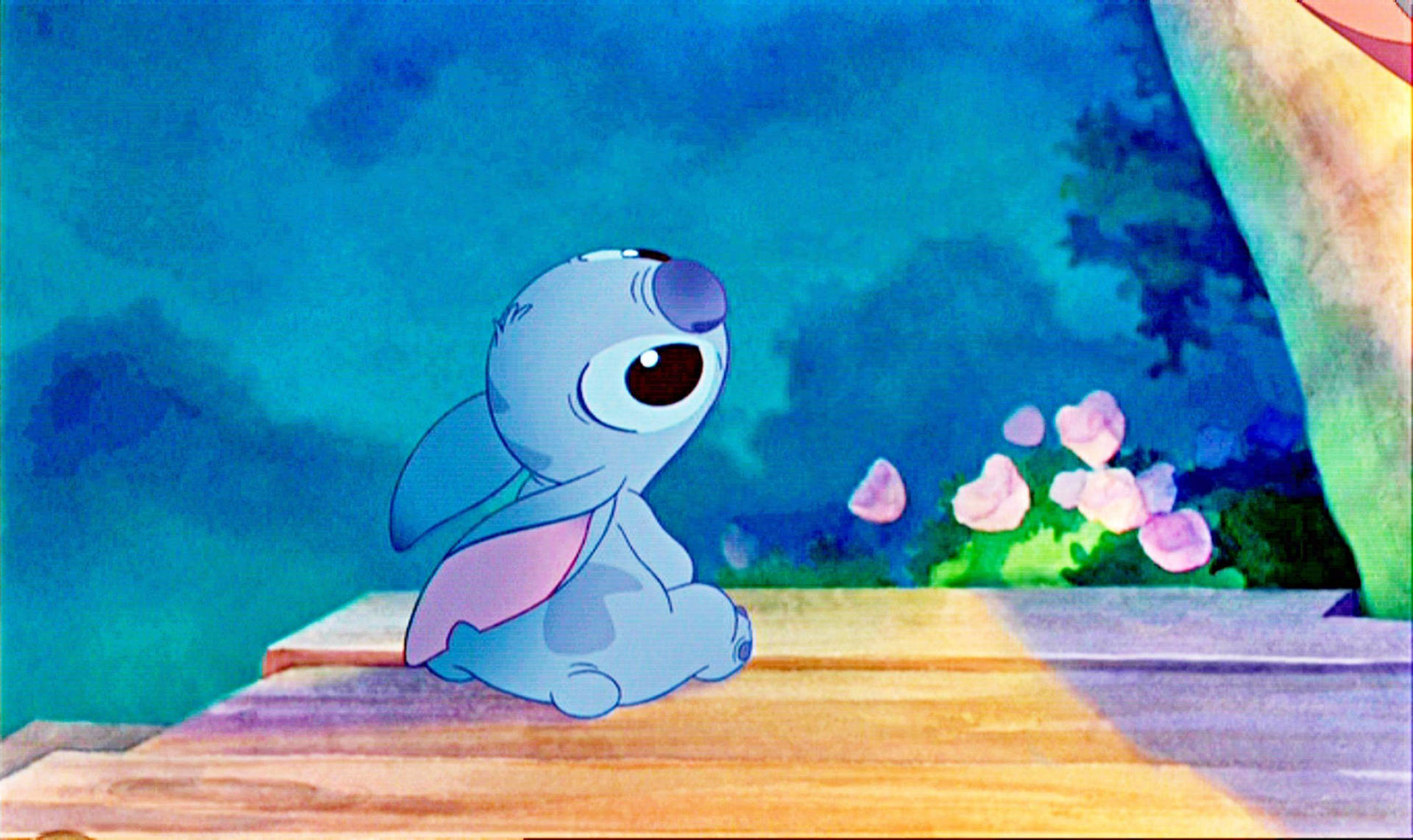 Sad Lilo Stitch Sitting Background