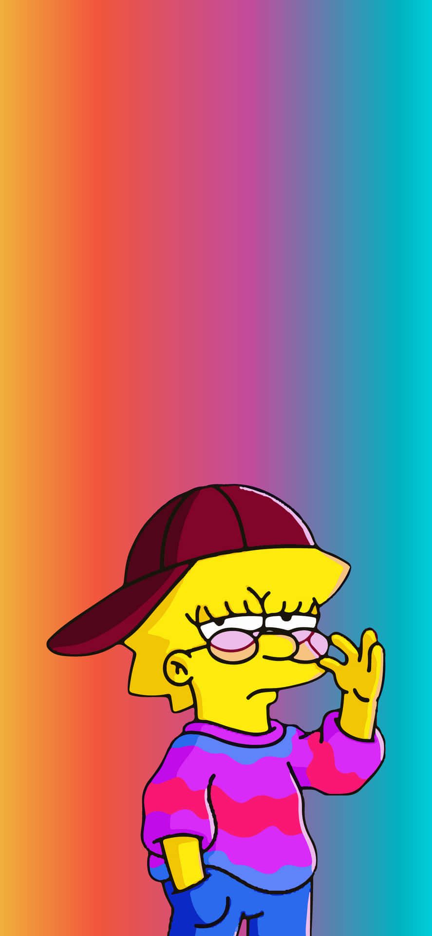 Sad Lisa Simpson With Blue Gradient