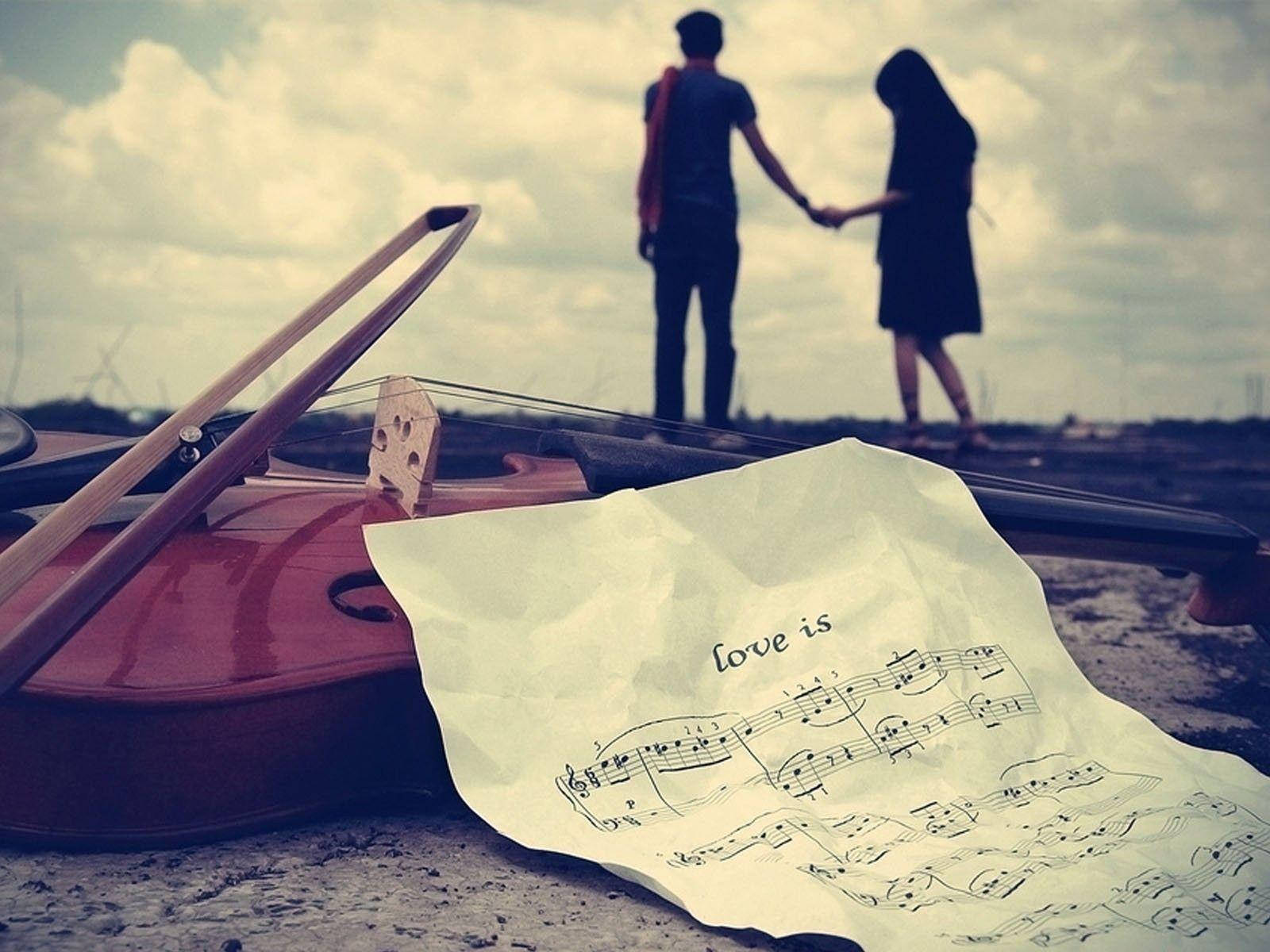 Sad Love Couple With Violin