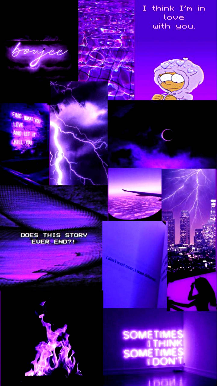Sad Purple Baddie Collage Aesthetic Background