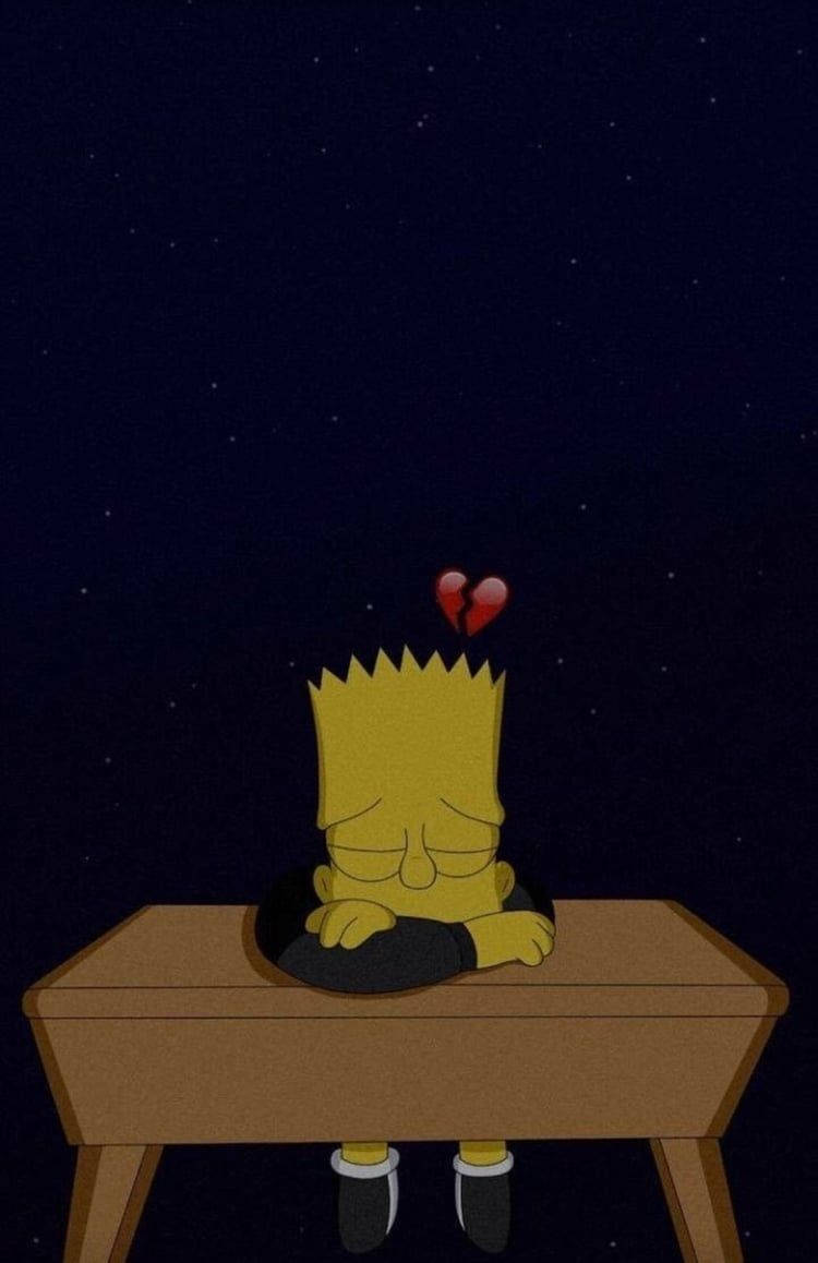 Sad Simpsons Bart Broken Heart Table