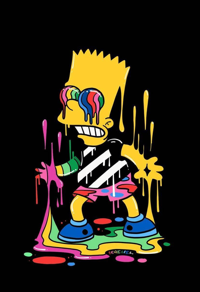Sad Simpsons Colorful Melting Background
