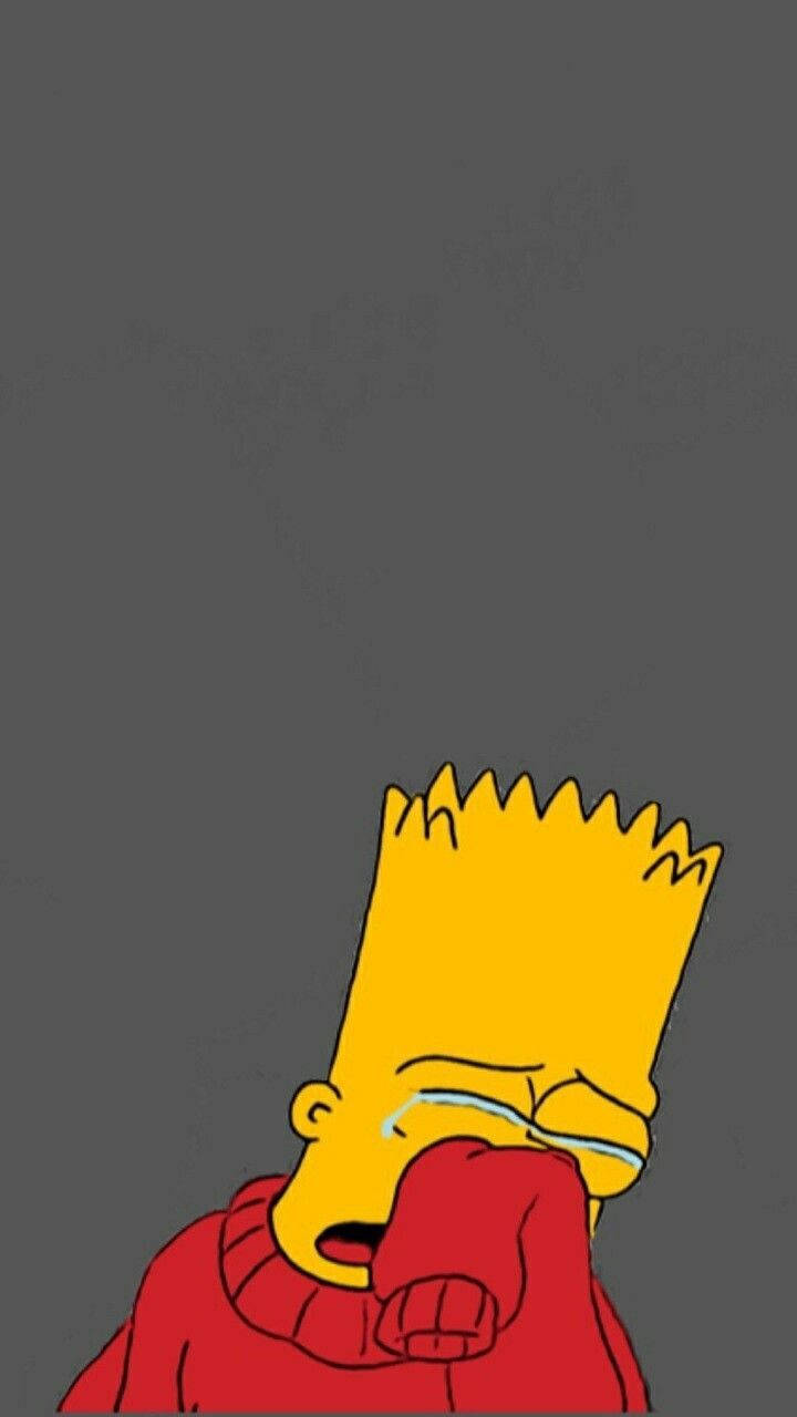 Sad Simpsons Crying Bart Red Sweater Background