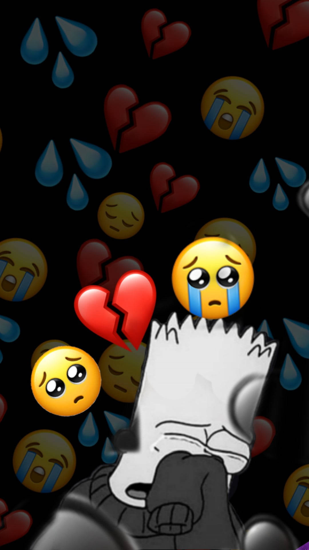 Sad Simpsons Crying Emojis Background