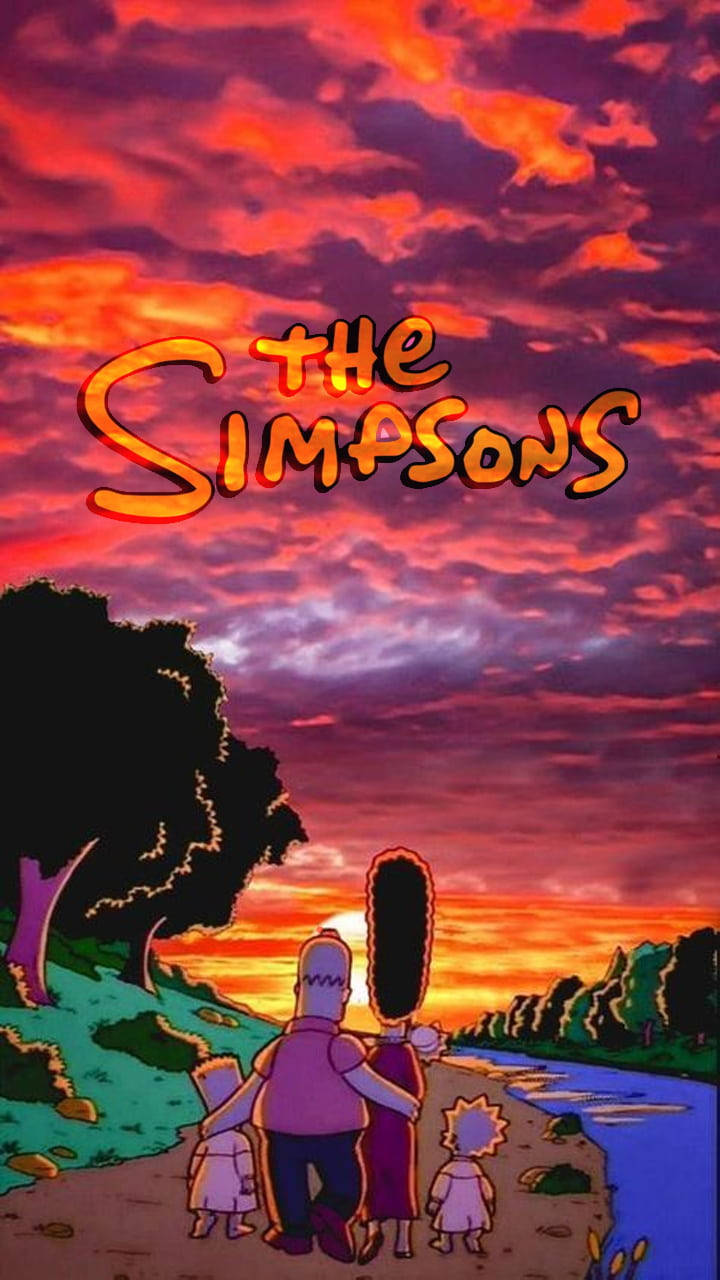 Sad Simpsons Family Sunset Background