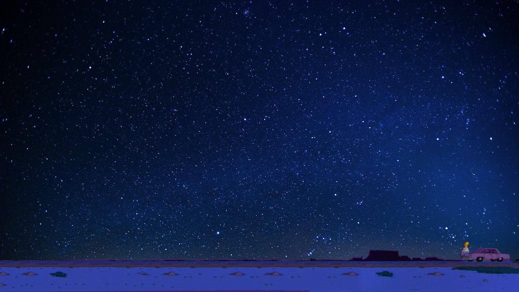 Sad Simpsons Homer Starry Sky Background