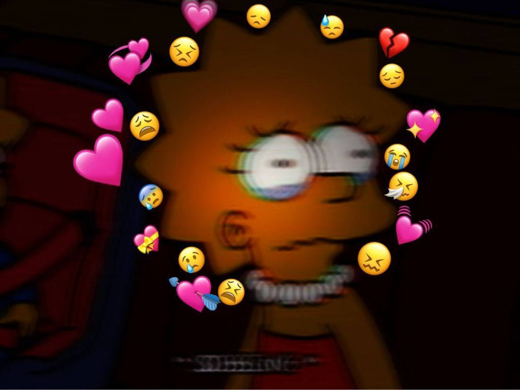 Sad Simpsons Lisa Emojis Background
