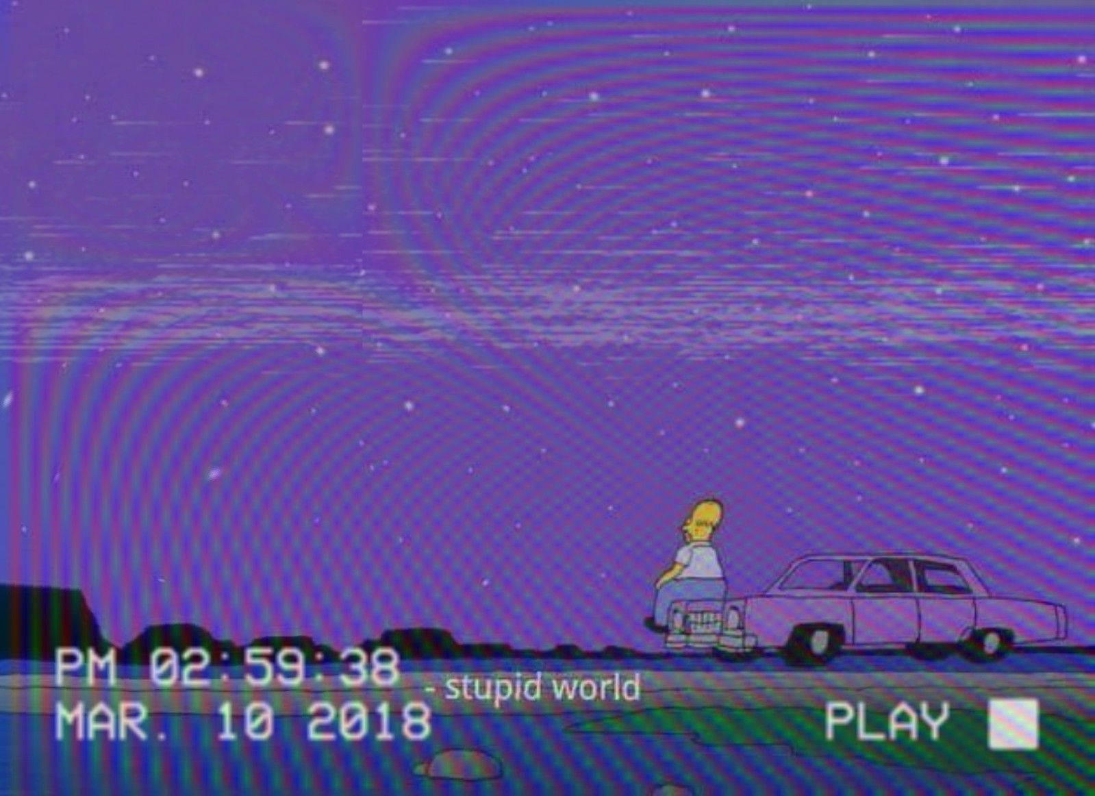 Sad Simpsons Vhs Sky Background