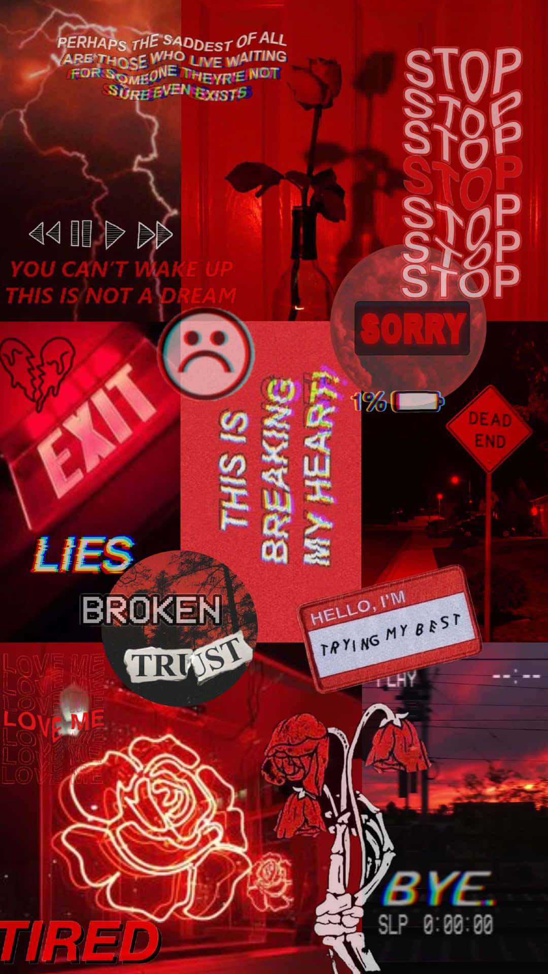 Sad Statements Dark Red Aesthetic Background