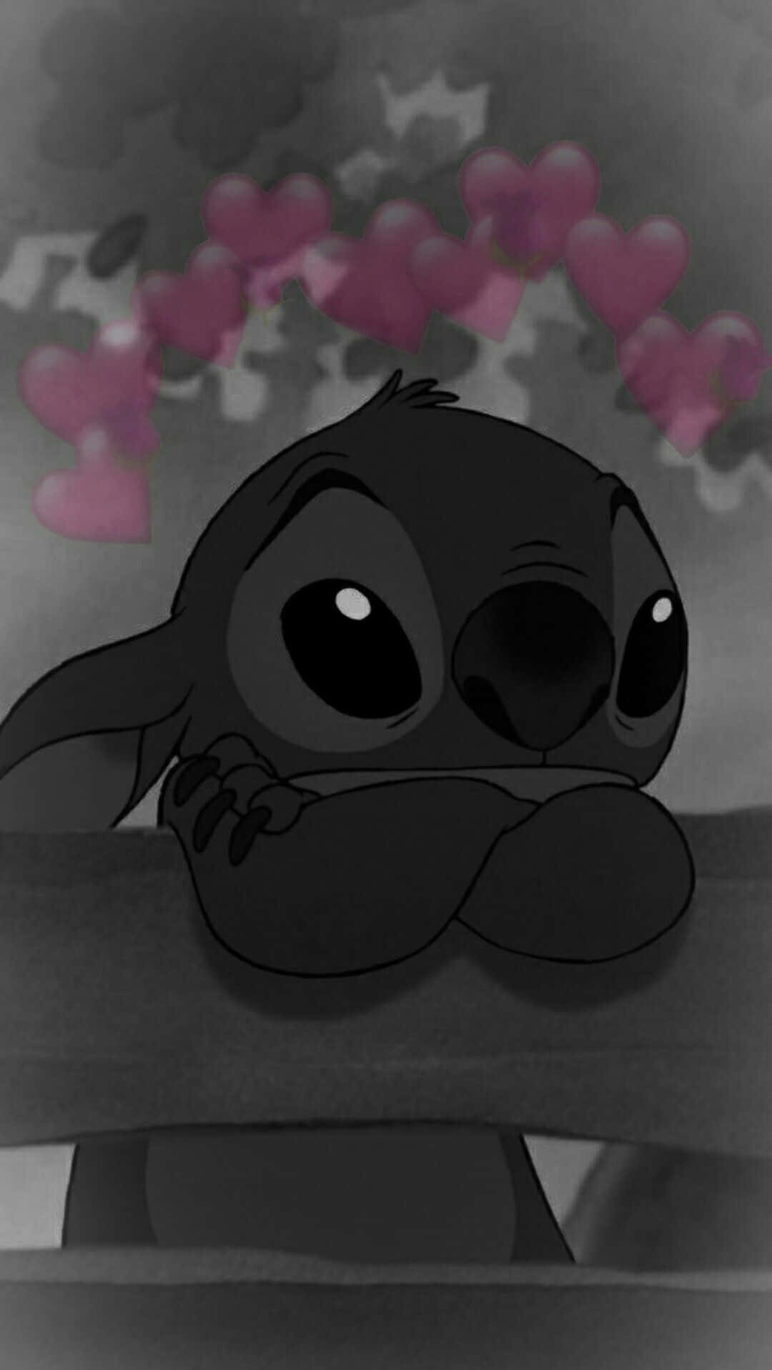 Sad Stitch Sitting Alone, Feeling Hopeless. Background