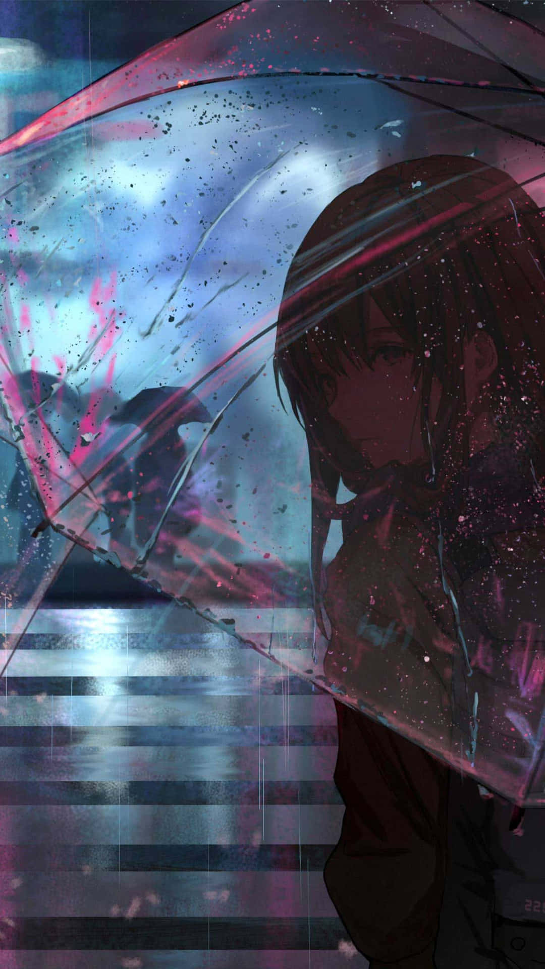 Sad Vibes Anime Girl Umbrella Background