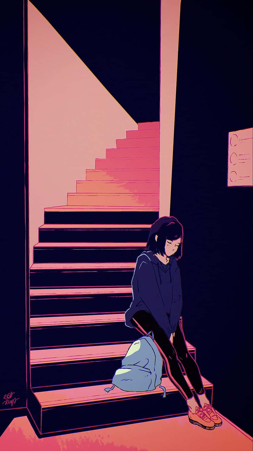 Sad Vibes Cartoon Girl Background