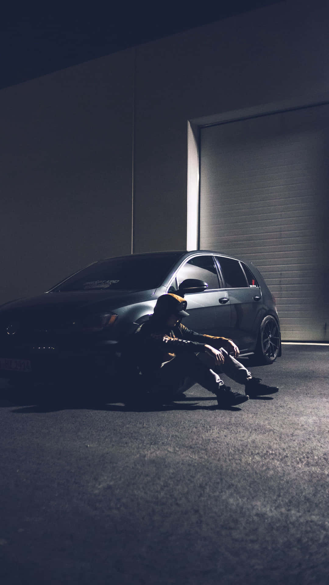 Sad Vibes Man Hoodie Garage Background