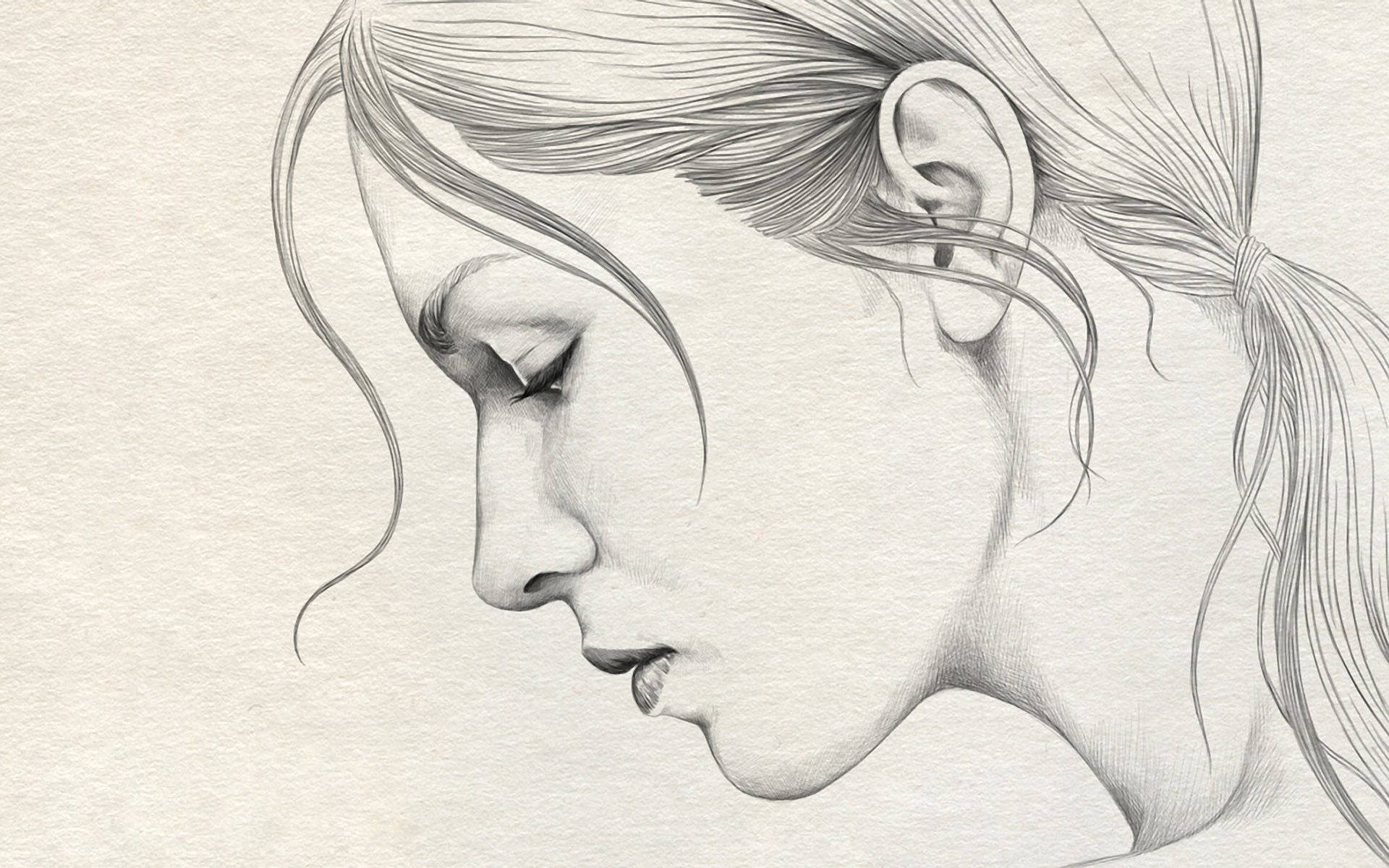 Sad Woman Pencil Drawing Background