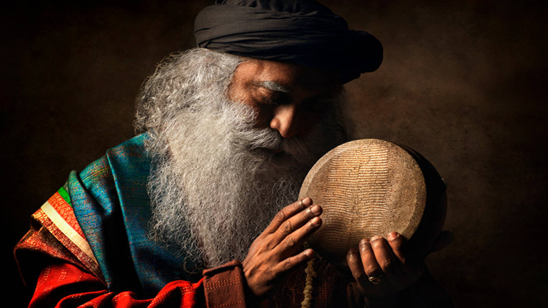 Sadhguru Holding A Kanjira Background