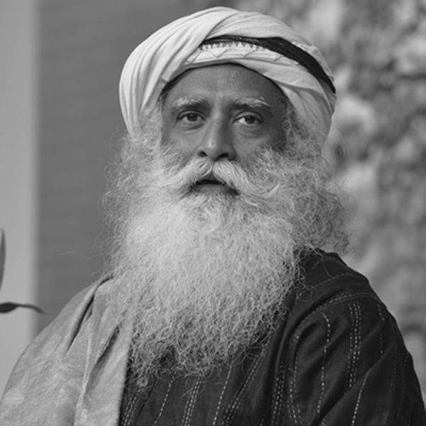 Sadhguru Looking At The Camera Black And White Background