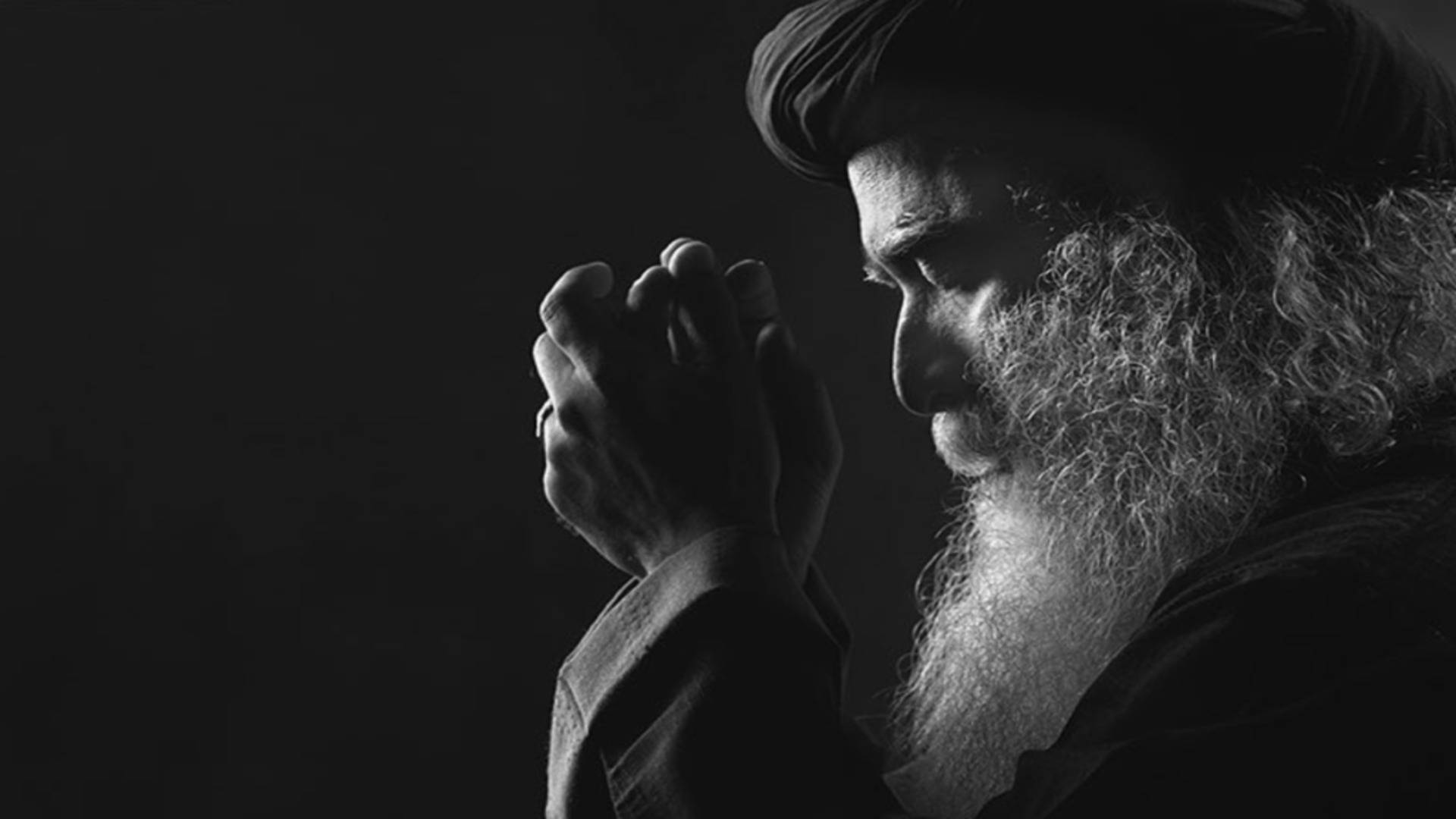 Sadhguru Side Profile Black And White Background