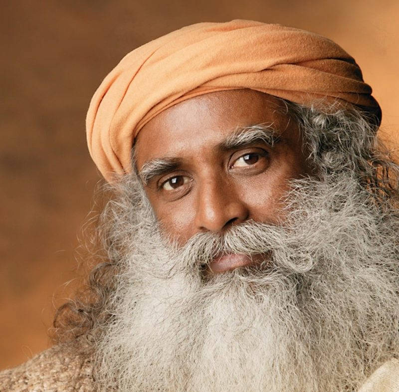 Sadhguru Wearing A Turban Close-up Background