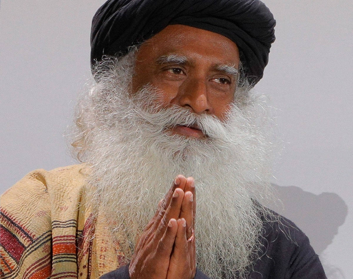 Sadhguru With Palms Pressed Together Background