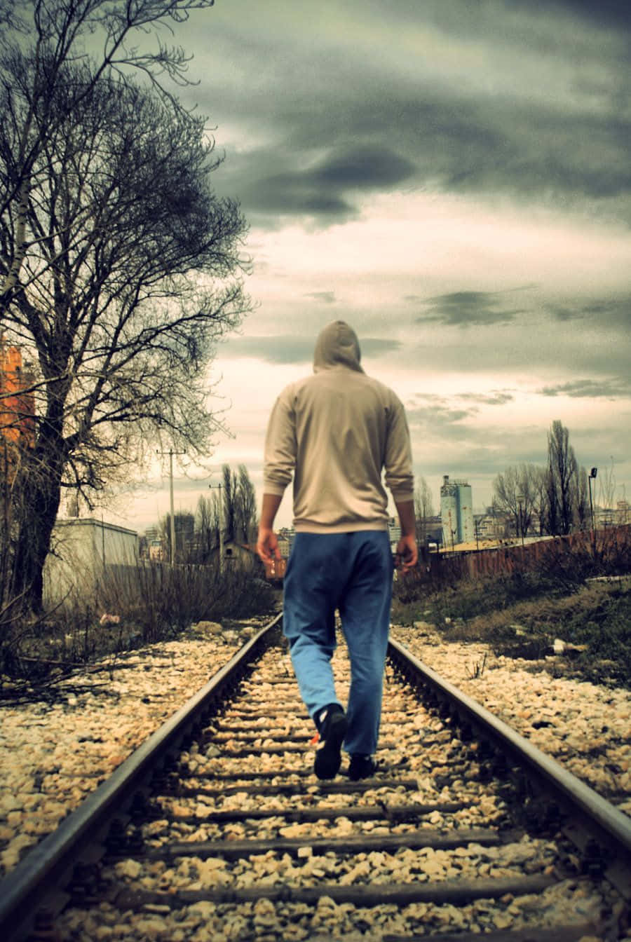 Sadness In Rail Road Background