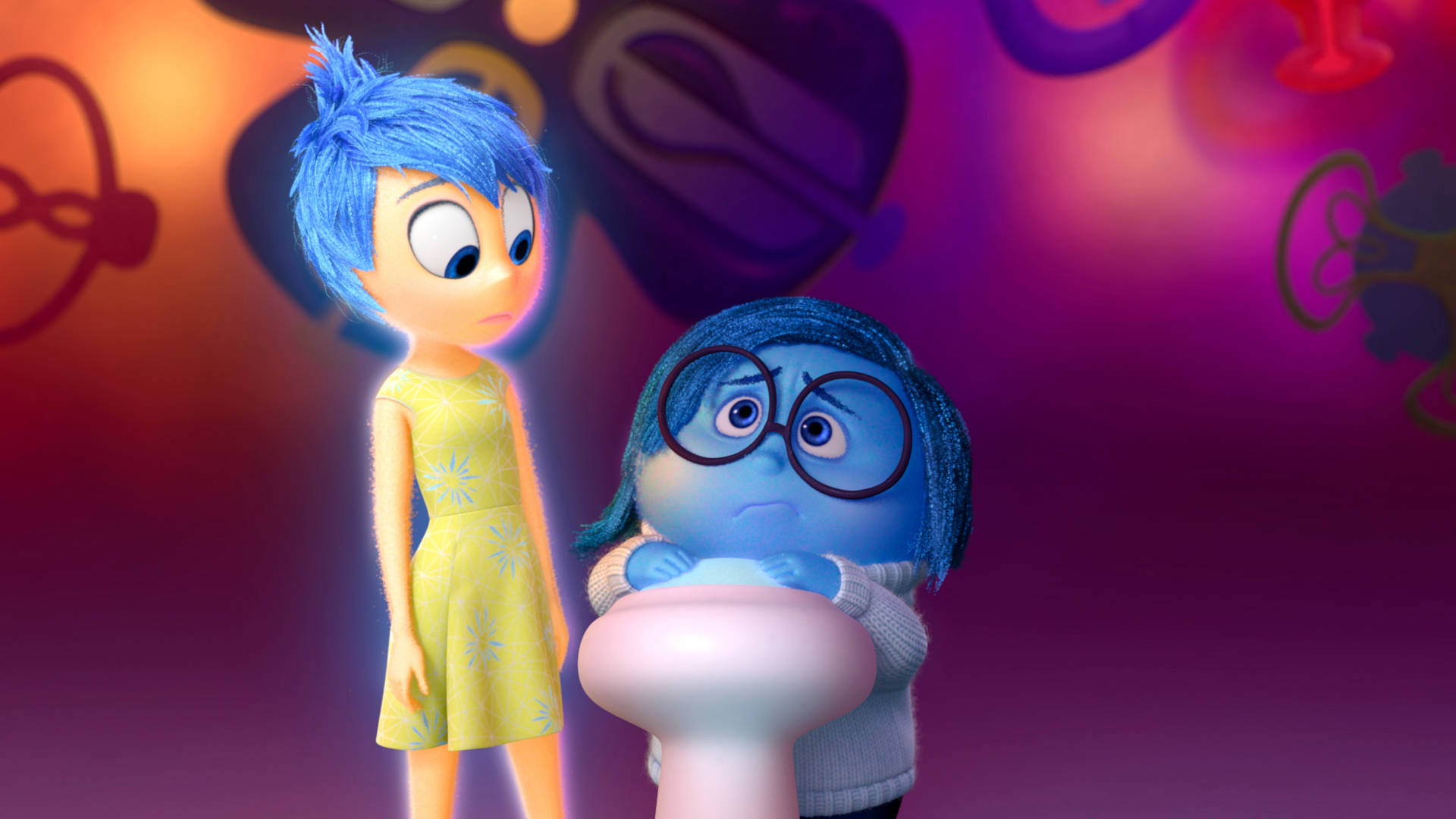 Sadness Inside Out In Control Room Background