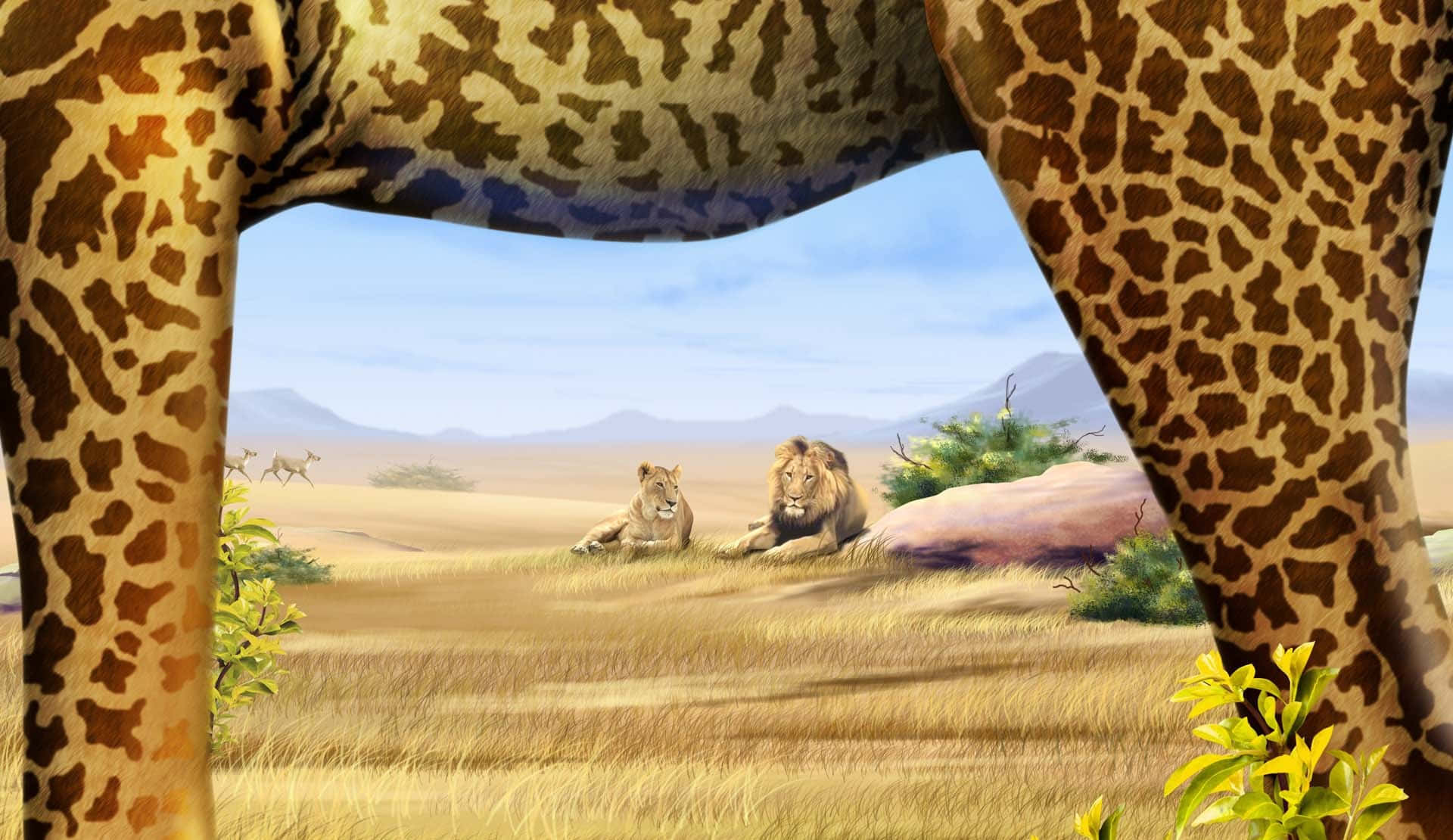Safari Glimpse Through Giraffe Legs Background