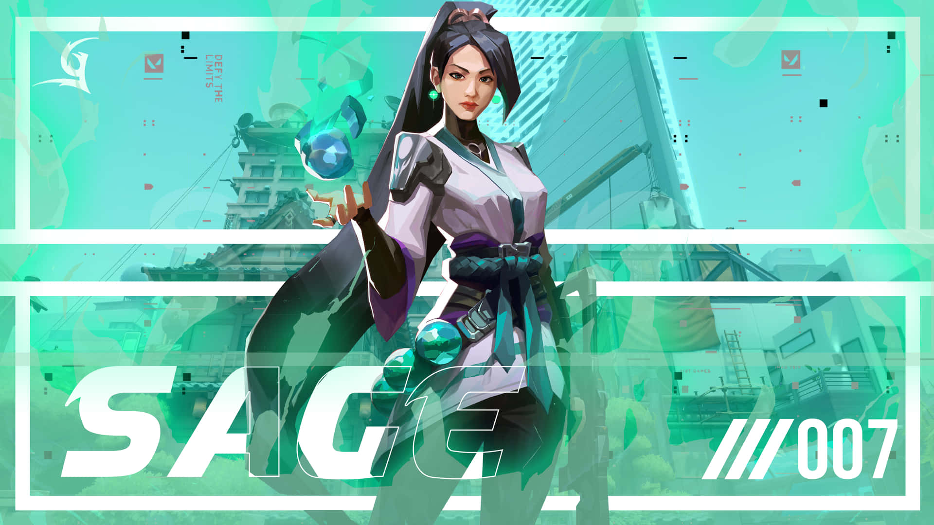Sage - A Female Character With A Green Background Background