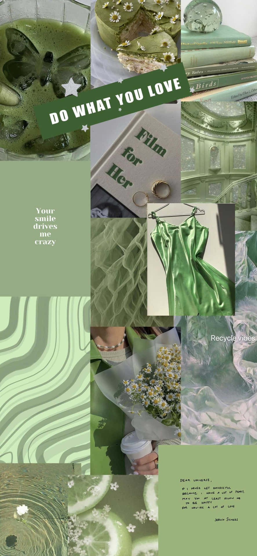 Sage Aesthetic Collage Tea And Cake Background