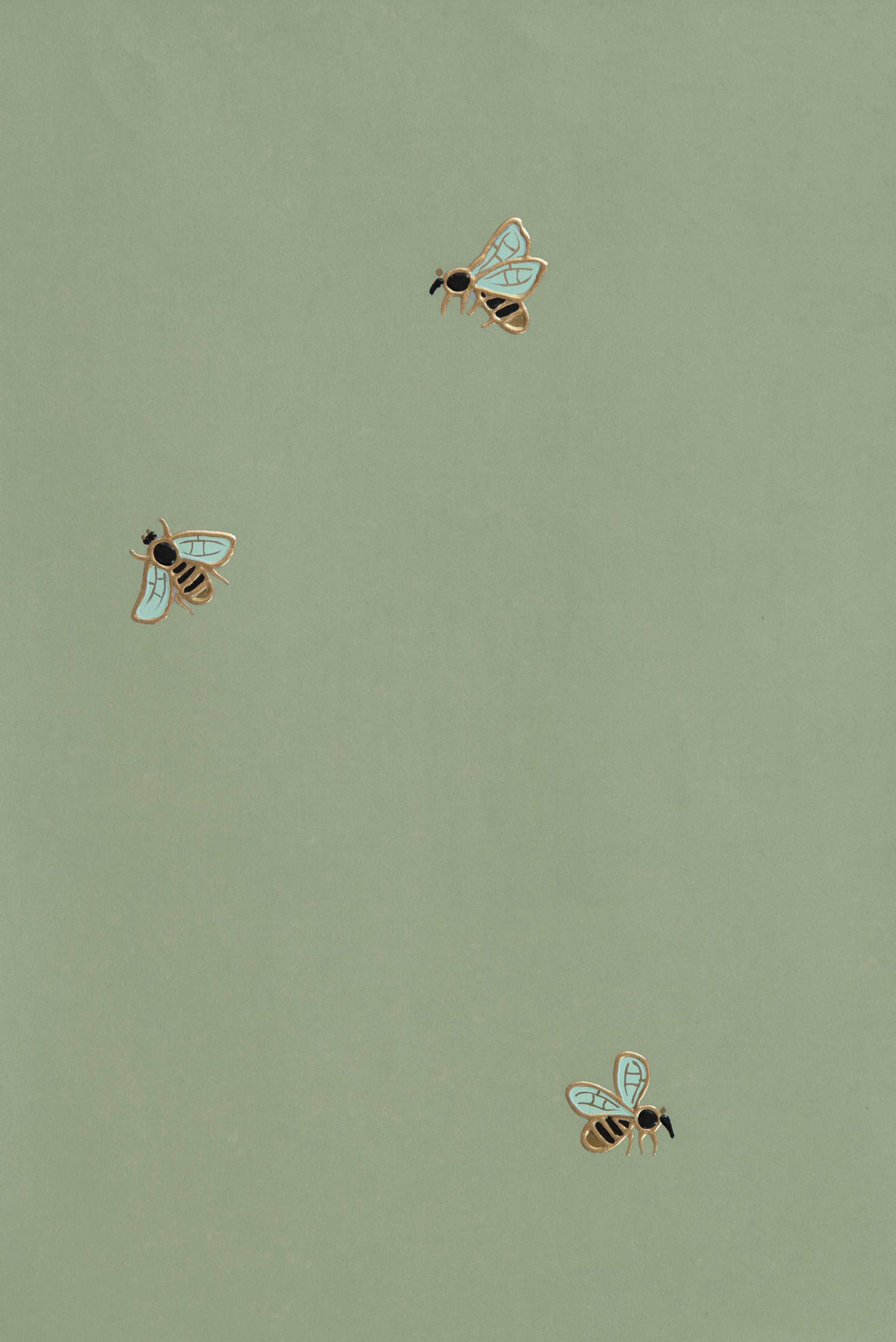 Sage Green Aesthetic Bees Background