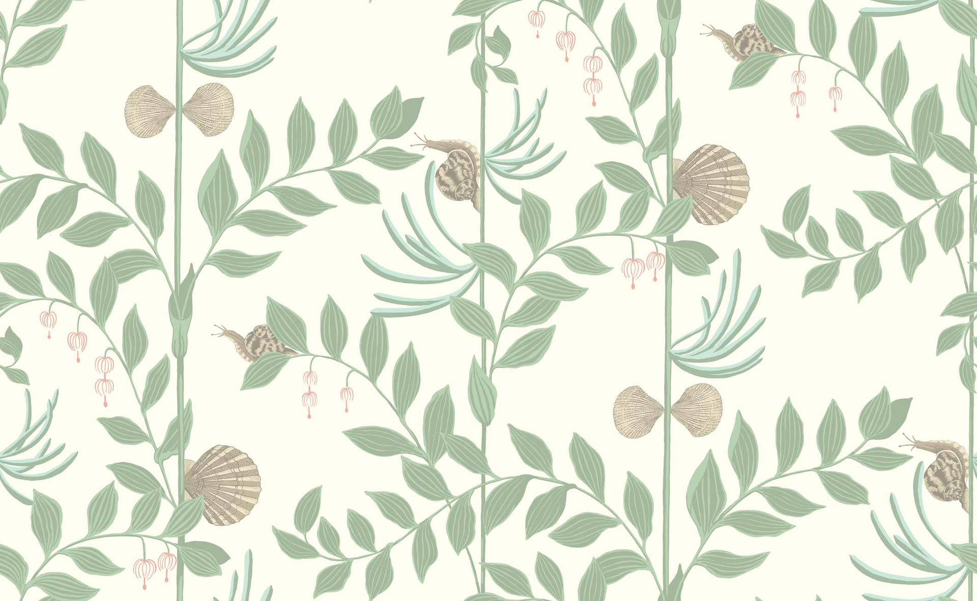 Sage Green Aesthetic Snail Art Background