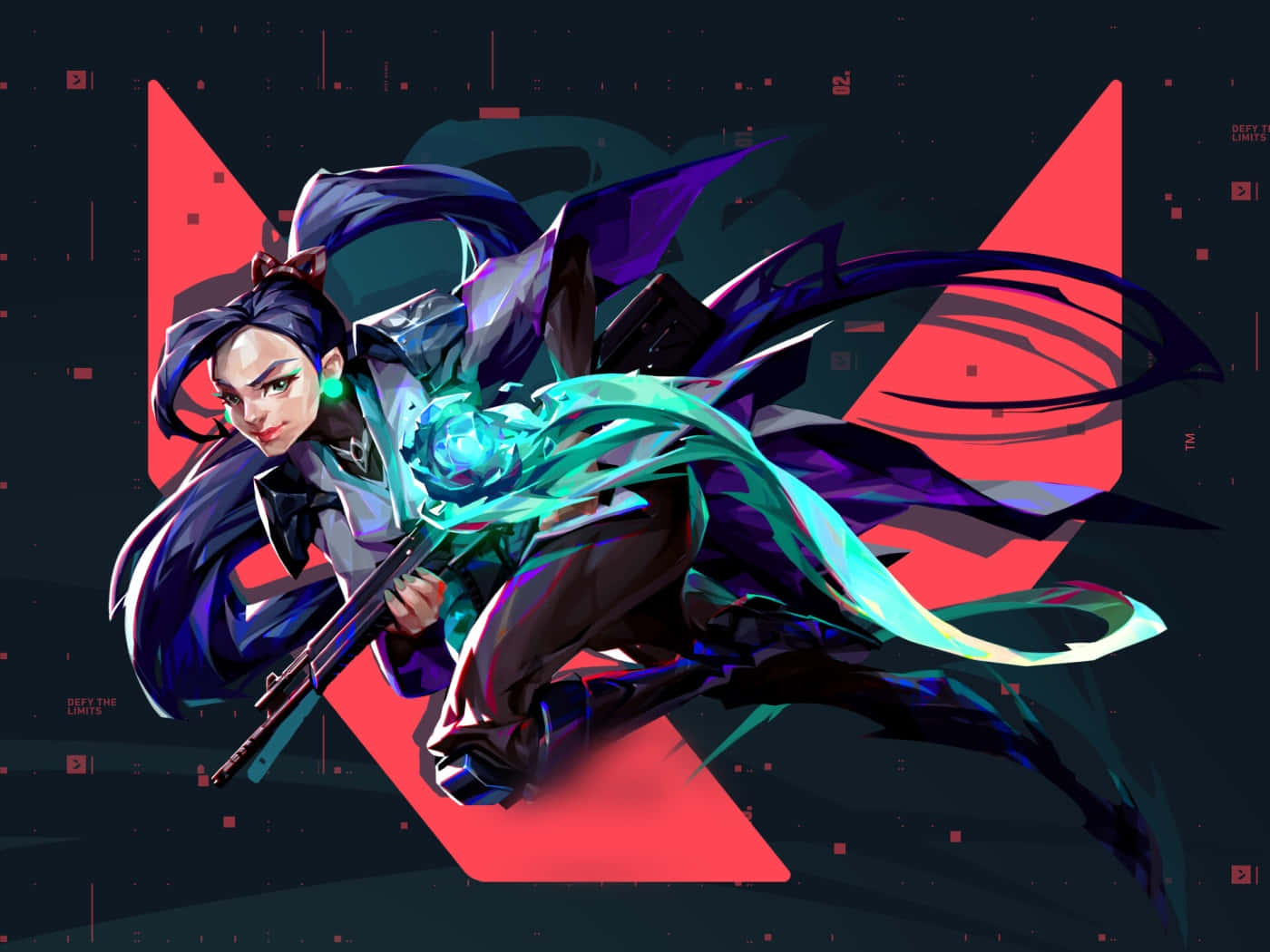 Sage Rifle And Logo Valorant Desktop Background