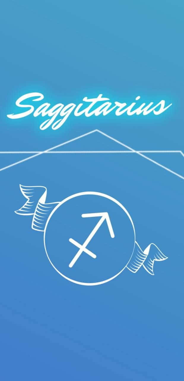 Sagittarius - A Blue Background With The Word Sagittarius Background